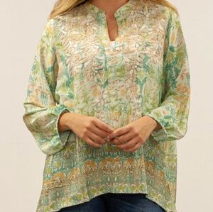 NWT | LOVE KYLA Dahlia P310 Blouse Satin Blend | Peasant | Women's Size S